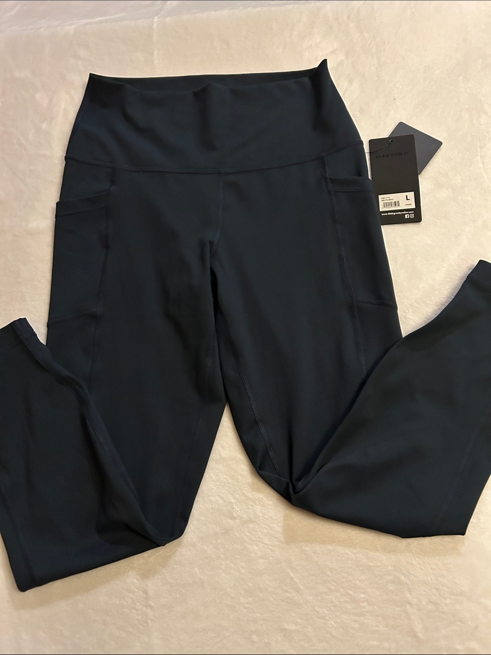 90 Degree by Reflex Wonderlink Women's High Rise Yoga Capri Leggings L Pockets.
